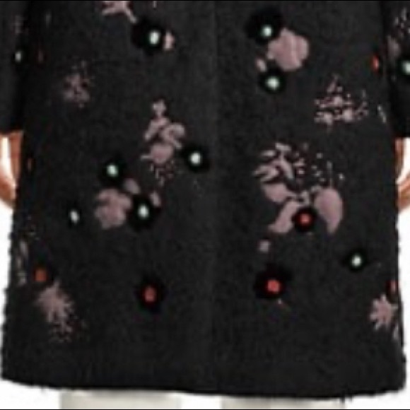VALENTINO COUTURE BLACK EMBROIDERED EMBELLISHED WOOL BLEND LUXURY COAT SIZE 4 - Picture 10 of 16